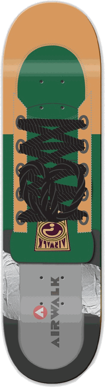 Airwalk Enigma, Green, Shoe series — skateboard graphic by Leighton Dyer