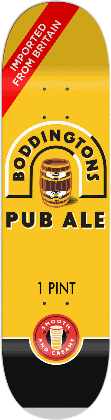 Boddingtons Pub Ale, Packaging series — skateboard graphic by Leighton Dyer