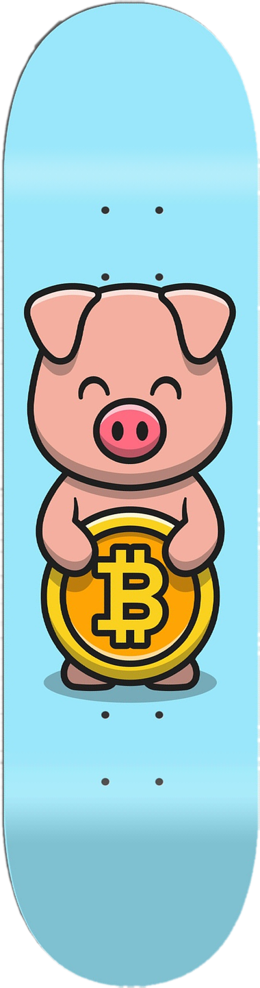 Bitcoin Piggy, Bitcoin series — skateboard graphic by Leighton Dyer