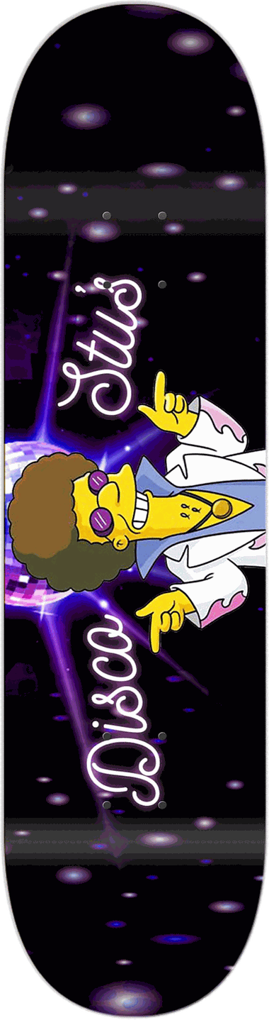 Disco Stu, People series — skateboard graphic by Leighton Dyer