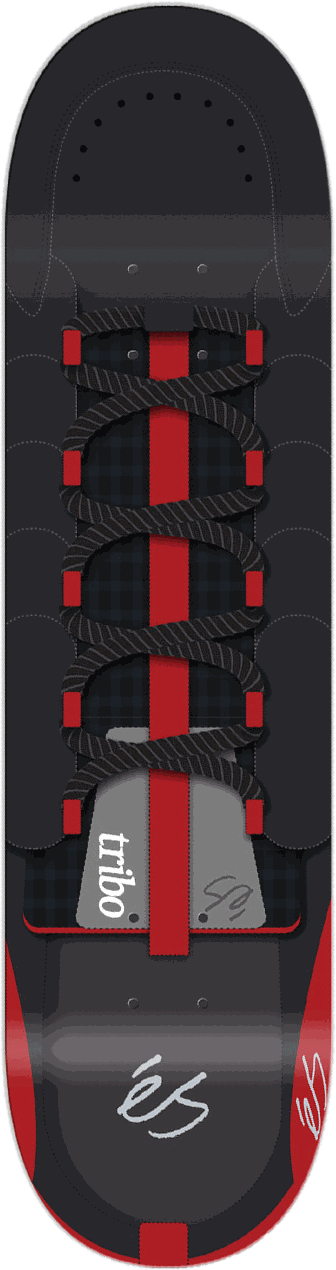 éS Tribo, Black/Red, éS series — skateboard graphic by Leighton Dyer