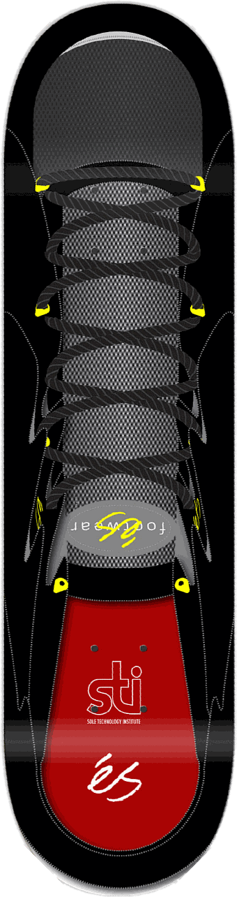 éS STI, Black/Red, éS series — skateboard graphic by Leighton Dyer
