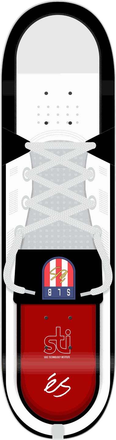 éS STI SLB, White/Black, éS series — skateboard graphic by Leighton Dyer