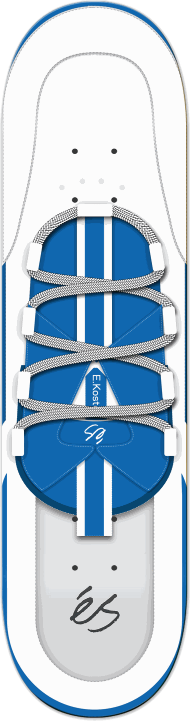 éS E.Koston, White/Blue, éS series — skateboard graphic by Leighton Dyer