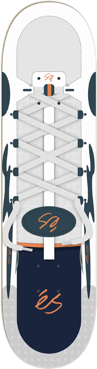 éS Koston, White/Navy, éS series — skateboard graphic by Leighton Dyer