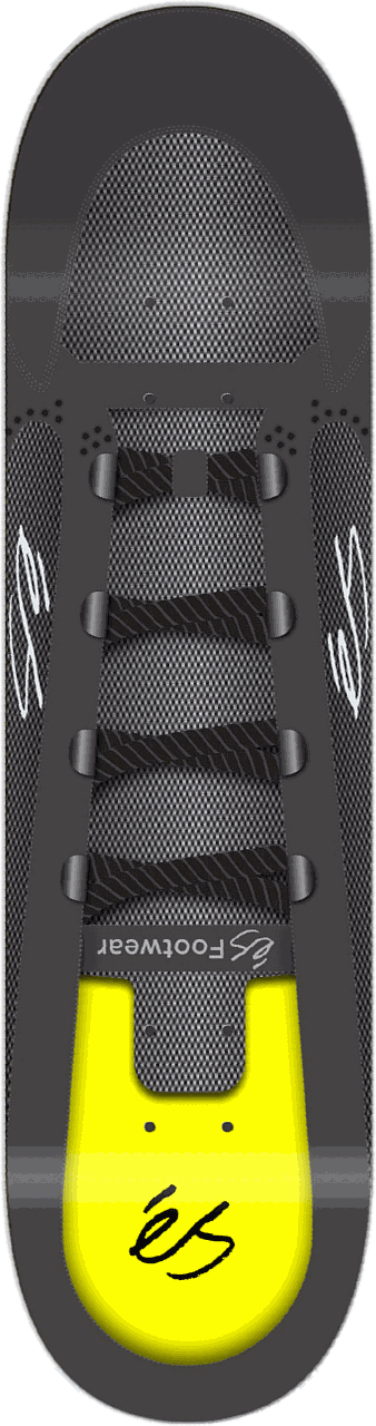 éS Footwear, Black/Yellow, éS series — skateboard graphic by Leighton Dyer