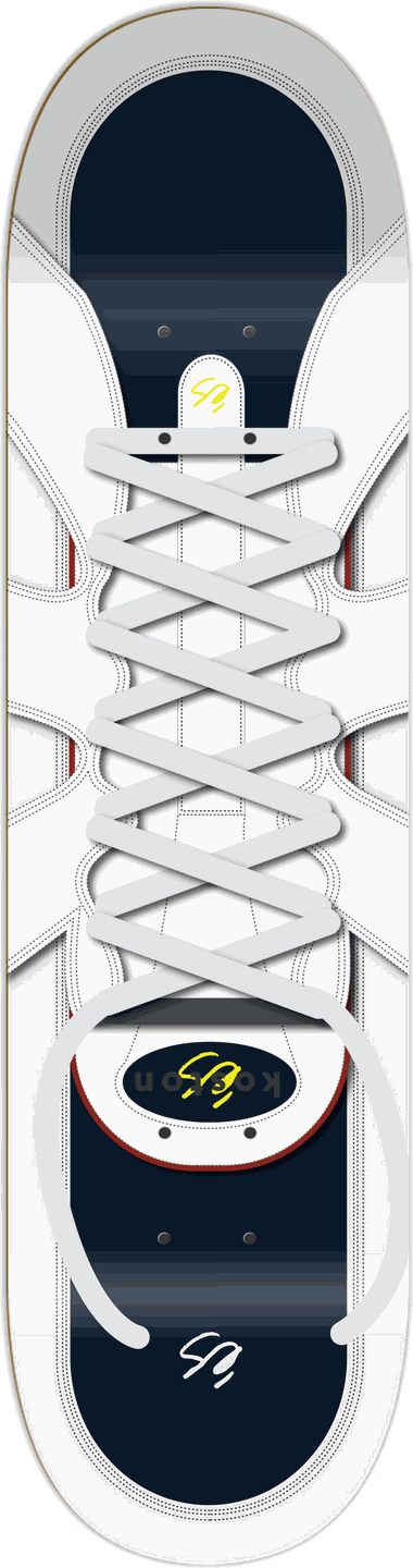 éS White/Navy, éS series — skateboard graphic by Leighton Dyer