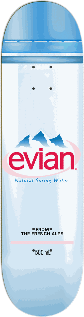 Evian, Packaging series — skateboard graphic by Leighton Dyer