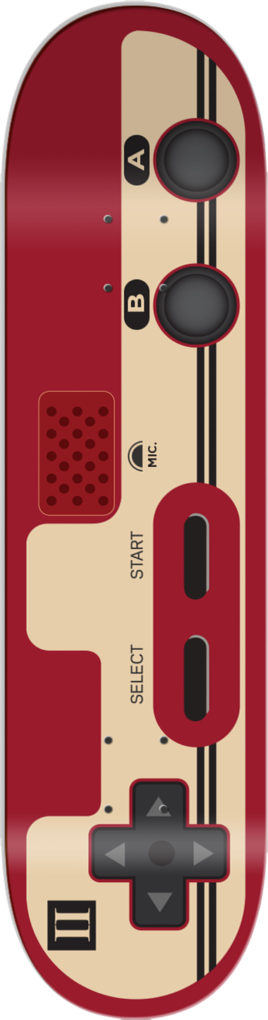 Famicom, Gaming series — skateboard graphic by Leighton Dyer
