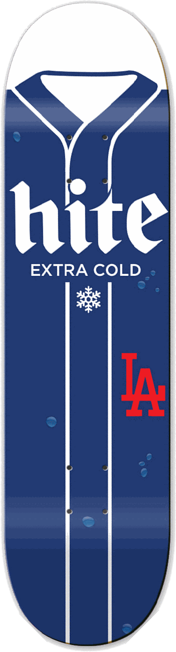 Hite Extra Cold, LA, Packaging series — skateboard graphic by Leighton Dyer