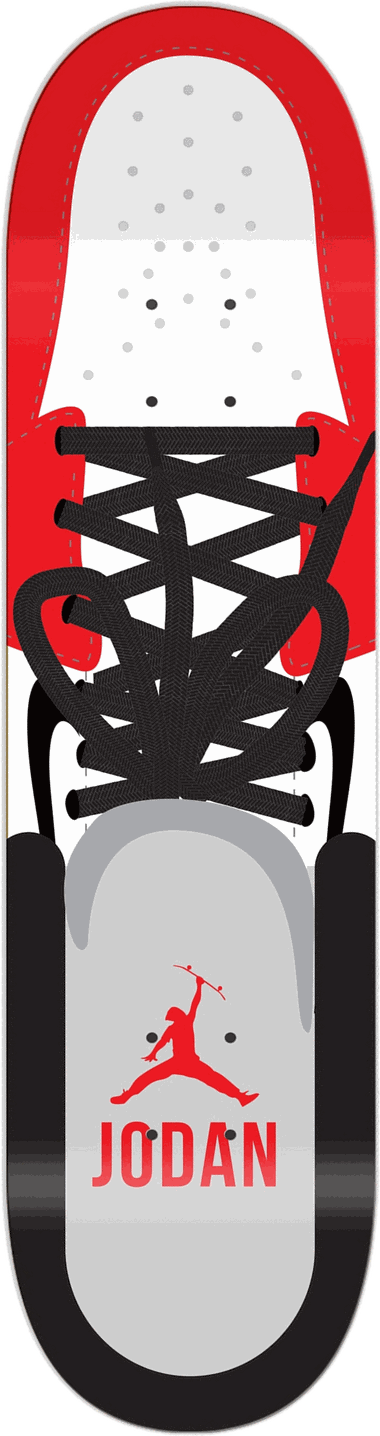 Jodan, Red/White, Shoe series — skateboard graphic by Leighton Dyer