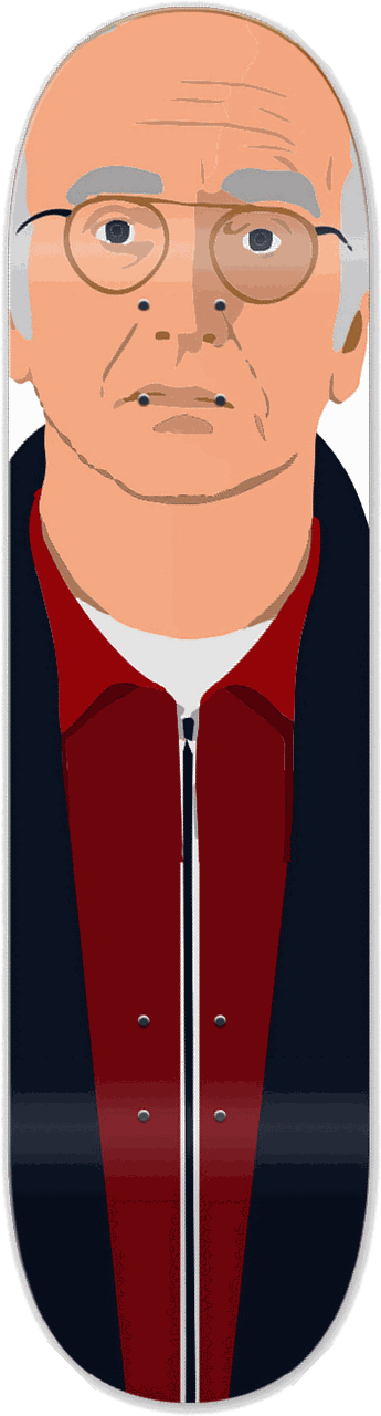 Larry David, People series — skateboard graphic by Leighton Dyer