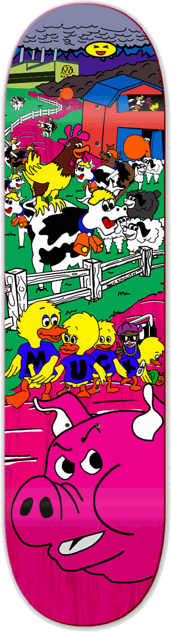 Farmyard, Muckmouth — skateboard graphic by Leighton Dyer