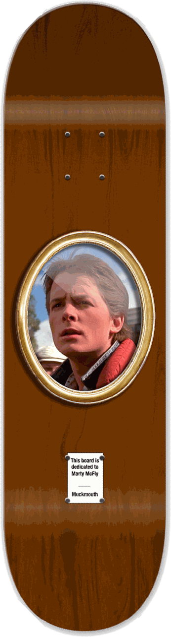 Marty McFly, Muckmouth — skateboard graphic by Leighton Dyer