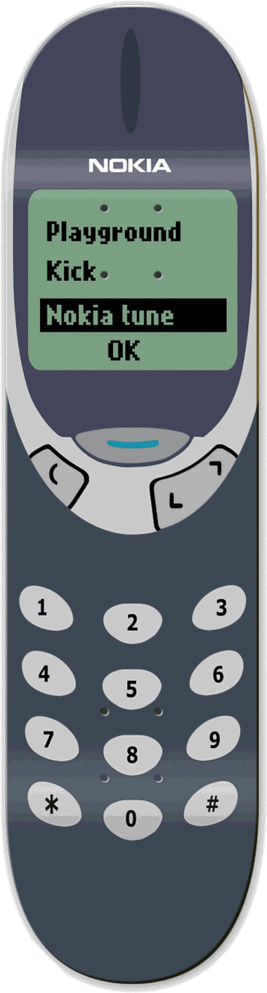 Nokia 3310, Gaming series — skateboard graphic by Leighton Dyer
