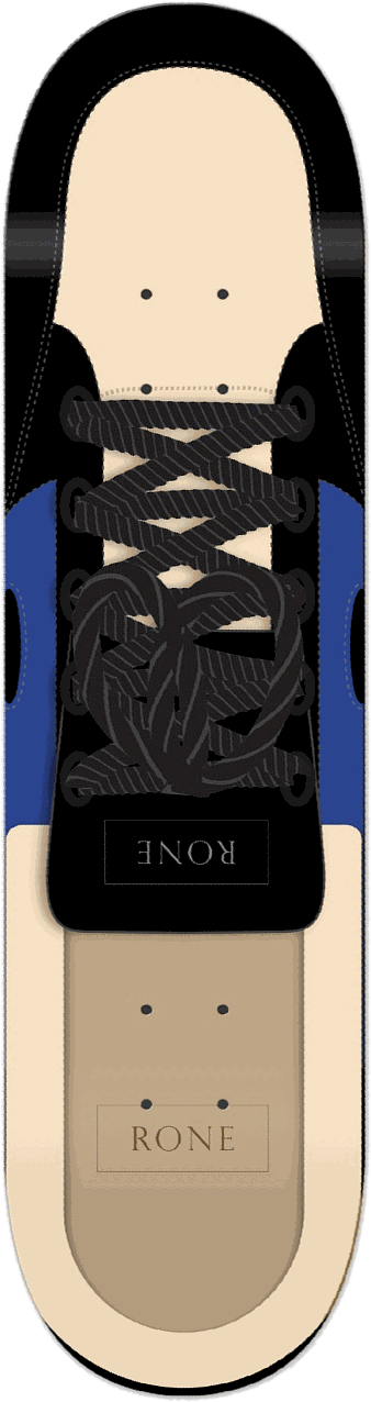 Rone, Shoe series — skateboard graphic by Leighton Dyer